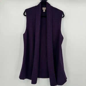 Chicos Mujer Cárdigan Chaleco Talla 2 Púrpura Chal Cuello Tejido Acrílico Sin Mangas - Imagen 1 de 8
