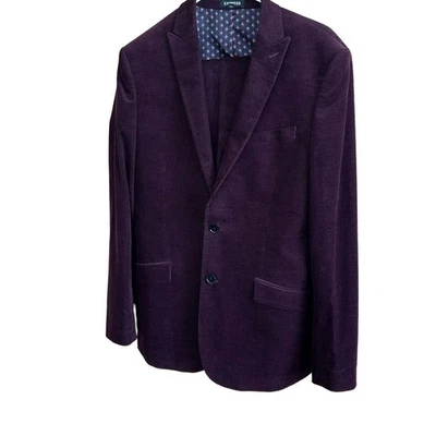 Traje Blazer Pantalón EXPRESS Para Hombres Pana 28x30 Borgoña Dos Botones Negocios Informal Foto 1 de 4