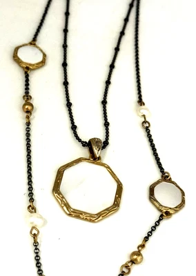 lia sophia 3 in 1 'Foundry' Silver Tone Mother of Pearl Beaded Necklace - Image 1 of 4