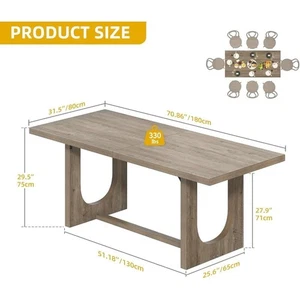 Large Farmhouse Dining Table ⭐⭐ High Quality – Seats 6-8, 70.86" Rectangle - Picture 1 of 6