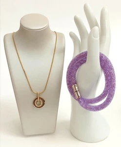 Bundle Of Swarovski Gold & Silver Tone Jewellery Necklace & Stardust Bracelet - Picture 1 of 13