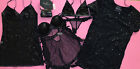 Victoria's Secret 36B BABYDOLL SET+BRALETTE+SLIP+DRESS+coin purse Sequined BLACK