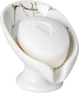 Soap Dish, Soap Holder Self Draining Leaf Shape Soap Dishes, Ceramic Drain Soap - Picture 1 of 12