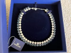 Collana Colletto Cristallo Swarovski Doppio Collare Blu Montana Autentica Nuova - Foto 1 di 15