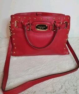 Michael Kors Studded Hamilton Rock & Roll Black Leather Medium Handbag/Crossbody - Picture 1 of 18
