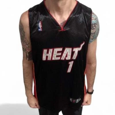 Miami #Heat Chis #Bosh negro y rojo #baloncesto #camiseta #NBA Foto 1 de 4