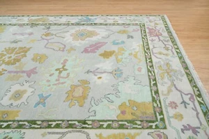 Elegant Pastel Hand-Knotted Modern Oushak Rug for Luxurious Home Living Spaces - Picture 1 of 8