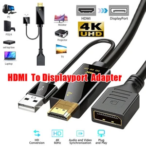 For PC laptop 4K HDMI to DP Displayport Active converter cable with USB power - Picture 1 of 10