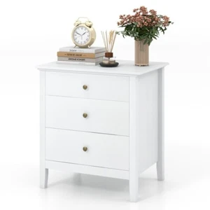 Modern Nightstand Bedside Table storage cabinet Organizer Bedroom With 3 Drawers - Picture 1 of 8