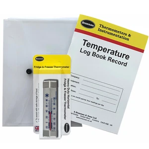 Temperature Log Book + Plastic Wallet + **FREE** Fridge Thermometer - Picture 1 of 7
