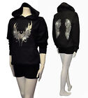 Women So Cute Angel Wings Rhinestone Pullover Hoodie Sweater w/ Hearts S ~ 3XL