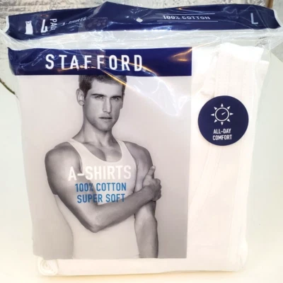 Camiseta sin mangas acanalada Stafford súper suave 100 % algodón paquete de 4 grandes Foto 1 de 4