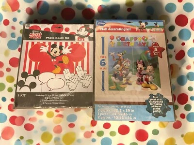 Микки Маус день рождения вечеринки декор фото стенд и настенный вися набор детей Disney новый - Изображение 1 из 4