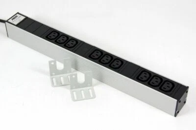 APSA 9-fach C13 Socket 10A 19 " 1HE Control Cabinet Rack Power Strip Aluminium - Image 1 of 3