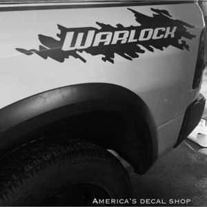 OEM Warlock Splash Upper Bedside Decals New 2PC Set Universal Fits Trucks  30” - Picture 1 of 3
