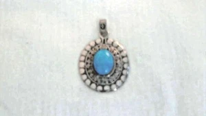 Colgante Grande Plata Esterlina Turquesa .925 Portador de Cadena Grande NUEVO - Imagen 1 de 6