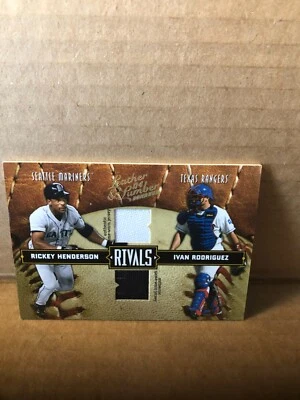 Rickey Henderson/Ivan Rodriguez JSY/250 2004 cuero y madera Rival Material Foto 1 de 2