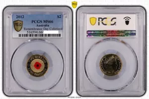 2012 Red Poppy Remembrance $2 Two Dollar Coin PCGS MS66 Gem Unc #3579 - Picture 1 of 1