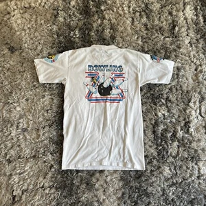 T-shirt da bowling campione Strike Zone taglia media adulto vintage anni 80 rara - Foto 1 di 12