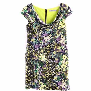 Marc New York Dress Women 10 Green Leopard Abstract Print Sheath Lined Zipper - Picture 1 of 8