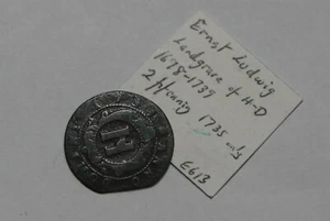 🧭 🇩🇪 GERMANY HESSE-CASSEL 2 PFENNIG 1735 SCARCE B73 #K8189 - Picture 1 of 4