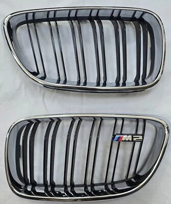 NEW GENUINE BMW M2 F87 LCI FRONT CHROME GRILLES - Image 1 of 4