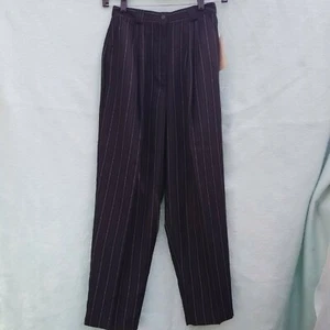 Vintage Ladies Karen Scott Black & White Stripe Dress Pants Size 10, NWT - Picture 1 of 5