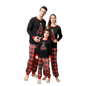 Matching Family Christmas Pajamas Sets, Holiday 2-3T Youth Red Black Believe - Picture 1 of 7