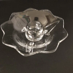Kerzenhalter Mangan UV Reaktivglas geschliffenes Glas 3-beinig - Bild 1 von 5