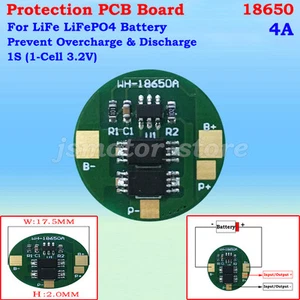 1S 3.2V 4A LiFePo4 LiFe 18650 Battery Cell BMS PCB Protection Circuit Board PCM - Picture 1 of 4