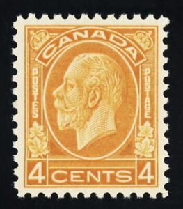 CANADA #198, 4c George V - Ocher, XF-OG-NH, bright color & Exceptional centering
