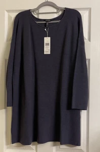 Neu mit Etikett $ 278 Eileen Fisher blauer Schiefer extrafeine Merinowolle Tunika Large - Bild 1 von 5