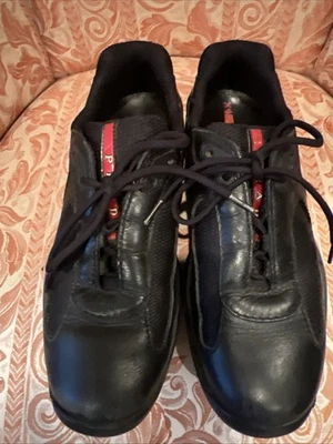 PRADA America's Cup Sneakers Size 8 Eu 38 Black Lace Shoes - Image 1 of 4