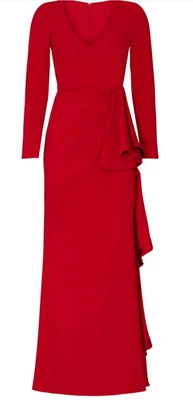 Badgley Mischka Red Front Ruffle Gown Size 6 $880 MSRP - Image 1 of 4