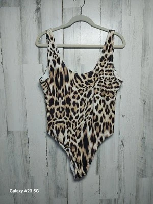BOOHOO Leopardo Estampado 12 Alto BAÑADOR Una Pieza Foto 1 de 4