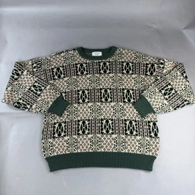 Sears Sweater Large Beige Green Men Pullover The Men’s Store Acrylic Used #8 - Image 1 of 4