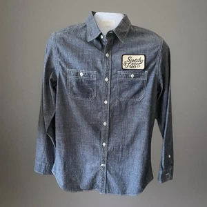 OLD NAVY LS BLUE DENIM CHAMBRAY BUTTON DOWN SHIRT MENS SIZE M Scotch & Iron - Picture 1 of 6