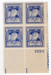 Scott #867 Walt Whitman Plate Block of 4 Stamps - MNH P#22511 VF/XF - Picture 1 of 2