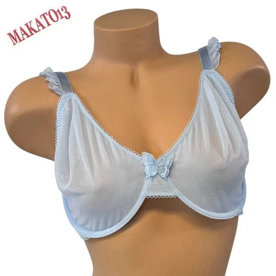 Victoria's Secret 38DDD Tease Butterly Light Blue Sheer Unlined Demi Bra - Image 1 of 4