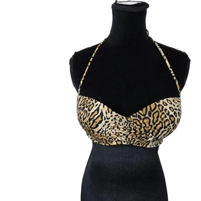 Victoria Secret 34 DD Estampado Leopold Bombshell Bikini Top Push Up Nadar Playa Foto 1 de 4