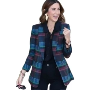 NUOVO Cabi Holiday Blazer giacca multicolore a quadri taglia media stile 3850 $168 - Foto 1 di 7