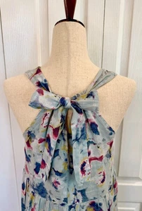 Bellambra Linen Dress, Size XS, Made in Italy, Sleeveless Tiered Tie Back Neck - Picture 1 of 7