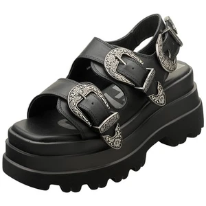 Buffalo Jupiter Ari West vegane Damen-Plateausandalen schwarz – 4 UK - Bild 1 von 8