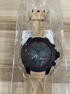Kyboe! Herrenuhr Giant 48MM schwarzes Gehäuse beige Silikonband BATTERIE BENÖTIGT - Bild 1 von 4