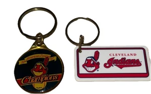 2 Cleveland Indians 1996 and 1997 Vintage Keychains Chief Wahoo Baseball - Picture 1 of 12