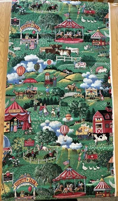 Vintage 1993 Joan Kessler~COUNTY FAIR Fabric~Concord~Cotton/Farm/Animal/1+ Yards - Image 1 of 4
