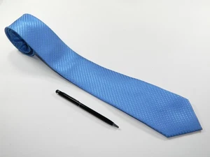 Corbata de seda BARRONI UOMO para hombre delgada delgada azul diamantes sólida estrecha - Imagen 1 de 3