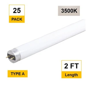LED T8 Quick Connect Linear Tube 8W 24in 3500K Type A (Direct Connect) 110-277V - Picture 1 of 4