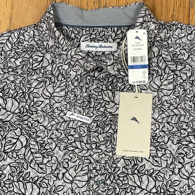 Tommy Bahama Stretch Shirt Men XL Lazio Seaside Soiree Gunmetal $148 NEW - Image 1 of 4