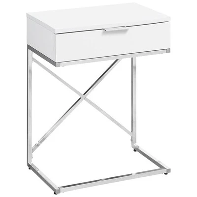 Accent Table Side End Nightstand Lamp Bedroom Metal Glossy White - Image 1 of 4